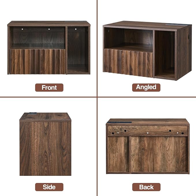 Modern Walnut Fluted Floating Nightstand - Image 9