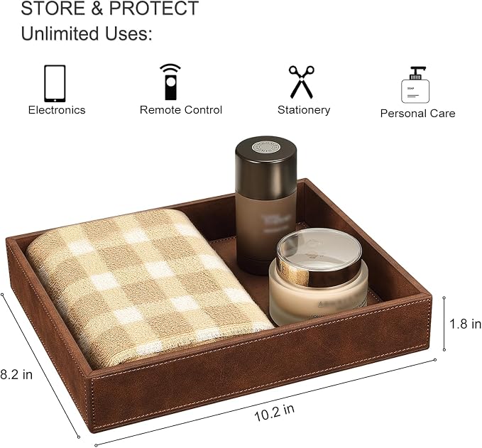 SITHON Valet Tray Desk Organizer, PU Leather Catchall Bedside Vanity Tray - Image 3