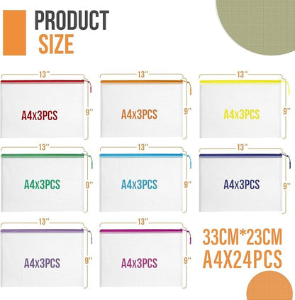 24pcs Mesh Zipper Pouch Bags Puzzle Storage Bags, A4 13x9 Inches Large Reusable - Image 2