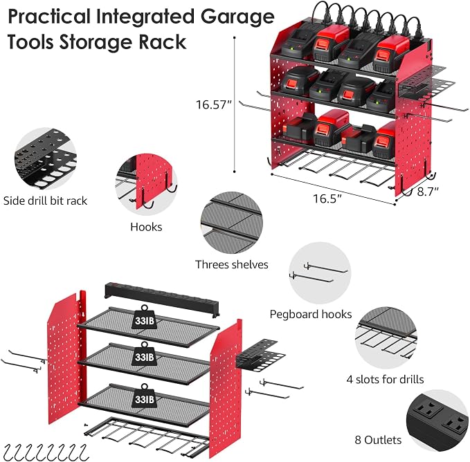 CCCEI Modular Pegboard Rack Power Tool Organizer - Image 3