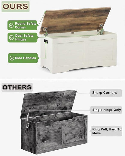 Timberer 39.4" Wooden Storage Chest, Extra Large Storage Trunk | Storage Bench - Image 5