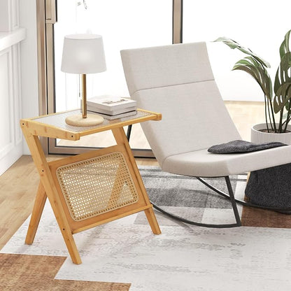 GOFLAME Rattan Side Table, Z-Shaped End Table - Image 9