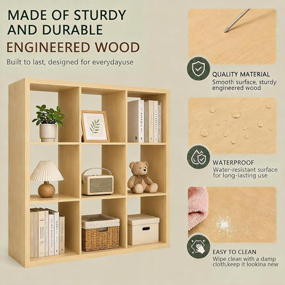 CTESNE【Wooden Thick Frame 9 Cube Storage Organizer Shelf - Image 4