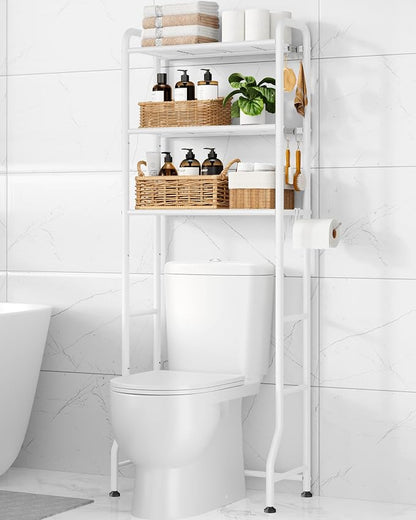 Kitsure Over Toilet Storage Rack, 63.2" H Space-Saving, Holder & Hooks | by Kitsure