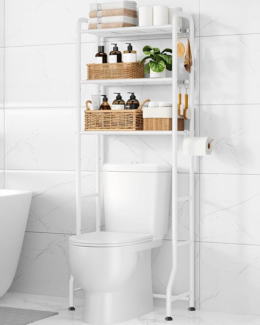 Kitsure Over Toilet Storage Rack, 63.2" H Space-Saving, Holder & Hooks | by Kitsure