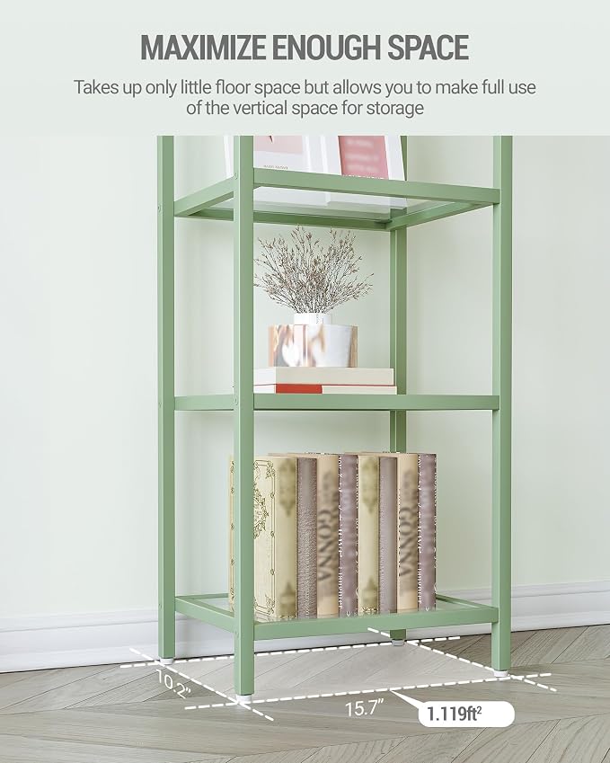 Hzuaneri Bookcase Bookshelf, Tempered Glass Bookshelves | Slim Shelving Unit - Image 7