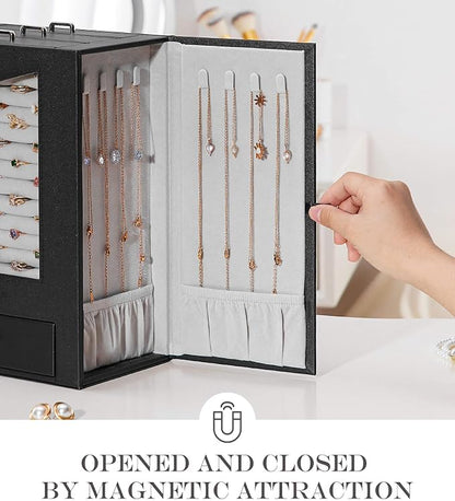 Homde Jewelry Organizer with Transparent Window Necklace Hooks Gift - Image 4