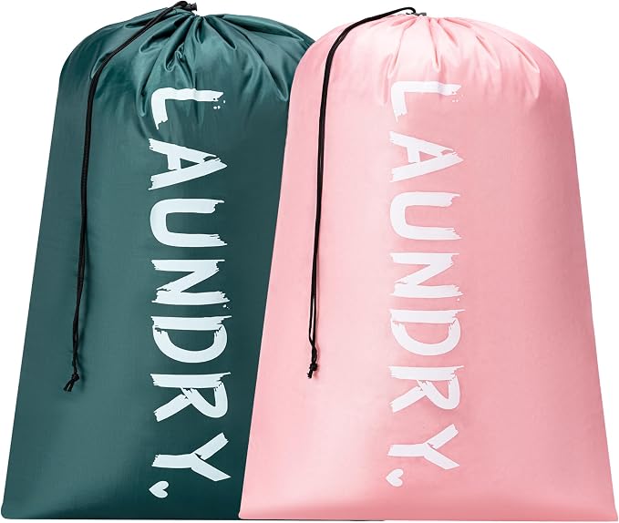 2 Pack 28" x 40"Travel Laundry Bag, Machine Washable Dirty Clothes Organizer by Unknown