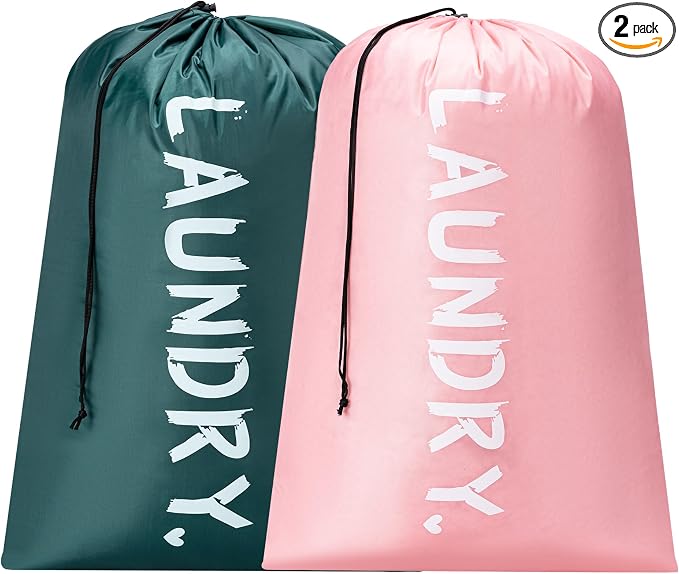2 Pack XL Travel Laundry Bag, Machine Washable Dirty Clothes Organizer by Unknown