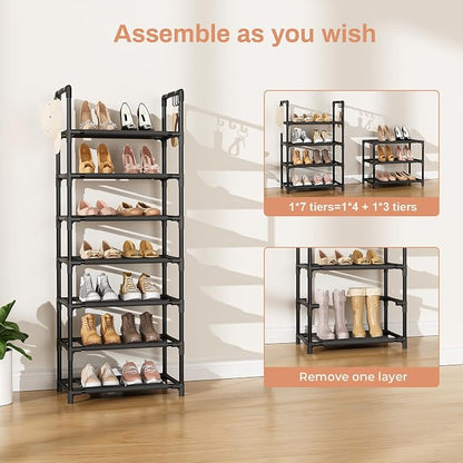 LANTEFUL 7 Tiers Shoe Rack 18-20 Pairs Boots Organizer Storage Sturdy Narrow - Image 5