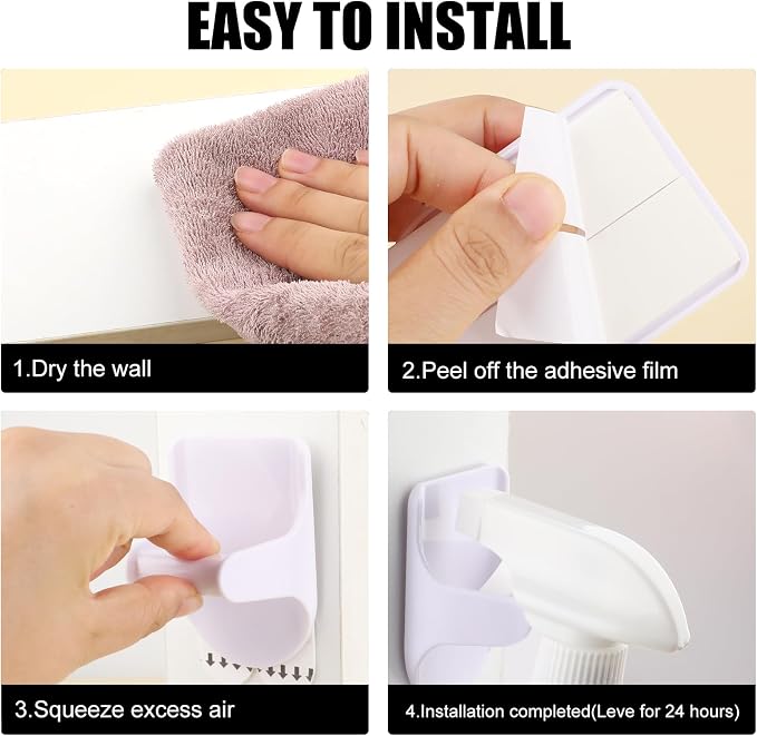 8Pcs Wall Mount Spray Bottle Holder, No Damage Strong Adhesive Bottle Hooks - Image 4