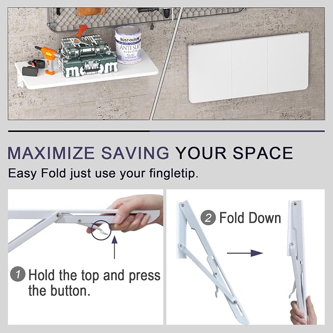 TEAMIX Wall Mounted Desk, Wall Floating Desk - Image 5