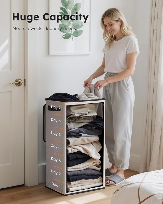 SOLEDI Laundry Hamper with Lid 100L Large & Tall Collapsible Laundry Basket - Image 3
