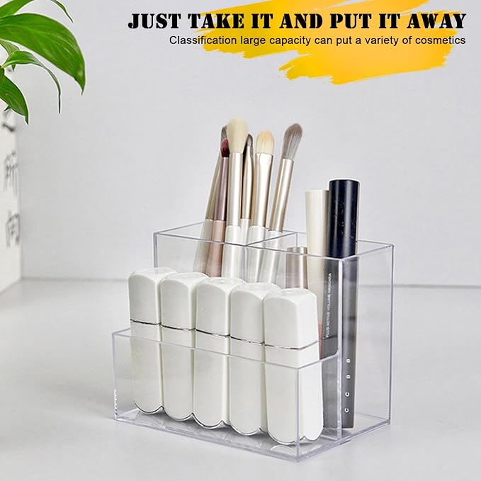 Cerpourt Clear Acrylic Makeup Brush Organizer, Pencil Pen Holder - Image 2