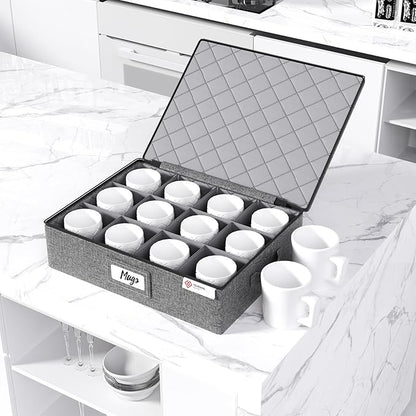 Cup and Mug Storage Box with Hard Shell and Dividers - Image 5