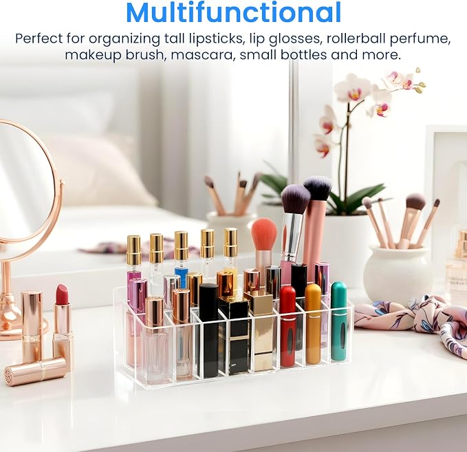4 Pcs Perfume Organizer, 24 Slots Clear Acrylic Lipstick Organizer, Perfume - Image 4