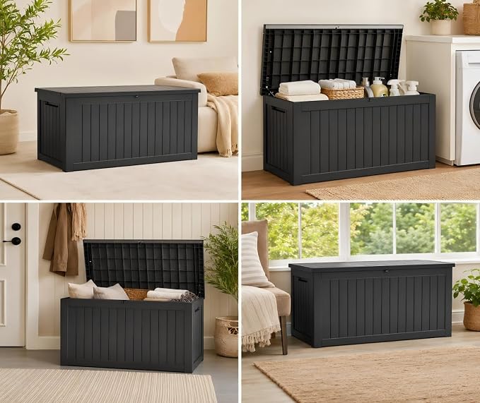 155 Gallon Outdoor Deck Storage Box, Large Waterproof Resin Patio Storage Box - Image 6