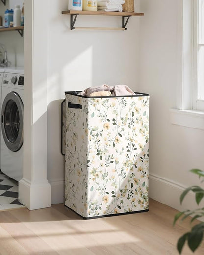 SOLEDI Laundry Hamper with Lid, 90L Tall & Large Floral Laundry Basket - Image 2