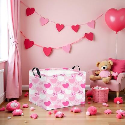 Rectangular Valentines Basket for Home Kitchen Girls Cute Kids Storage Bin - Image 4