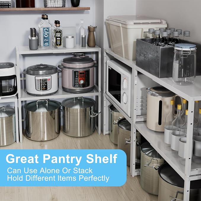 2 Pack Expandable Kitchen Storage Shelves, 110LBS Heavy Duty Metal Shelving - Image 7