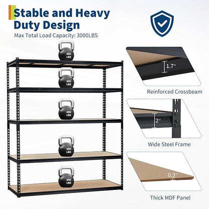 PeakPursuit Storage Shelving Unit, 5-Tier Adjustable Metal Storage Shelves - Image 5