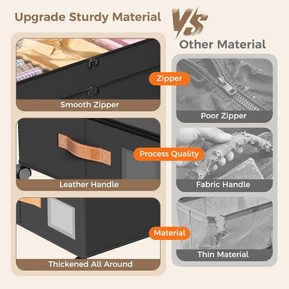 Under Bed Storage with Wheels, Large Capacity UnderBed Containers with Clear - Image 4