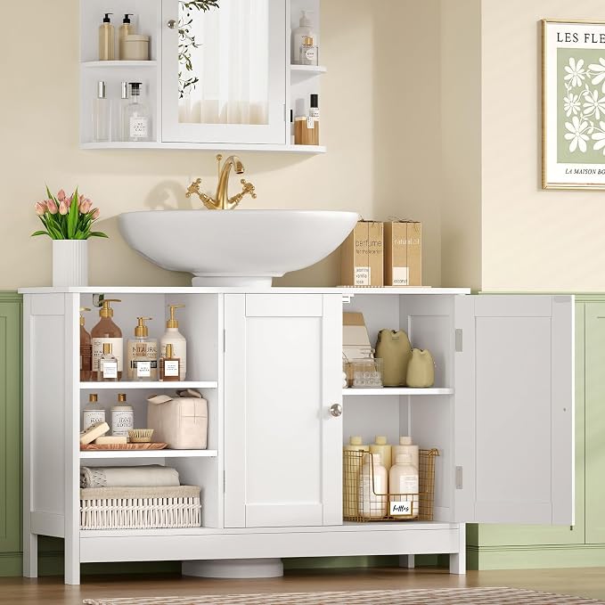 TEENFON 35.4" Pedestal Sink Storage Cabinet - Image 4