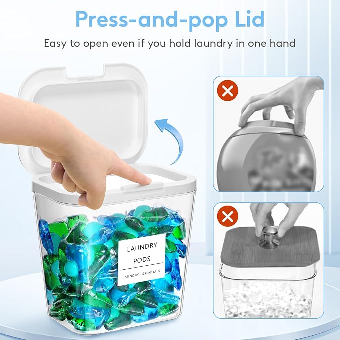 Lifewit 5+1 Laundry Pods Container & Dryer Sheet Holder, Large Powder Detergent - Image 2