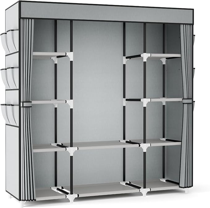 VTRIN Portable Closet Wardrobe for Hanging Clothes 57.3 Inch Large Capacity - Image 9