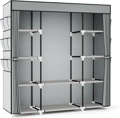 VTRIN Portable Closet Wardrobe for Hanging Clothes 57.3 Inch Large Capacity - Image 9