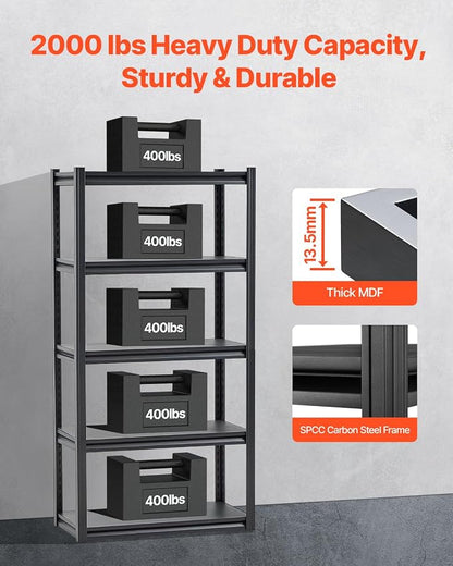 VEVOR Storage Shelves, 2000 lbs, 5 Tier Garage Storage Shelving - Image 4