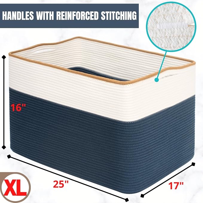 MINTWOOD Design 112L Extra Large Blanket Basket Holder Living Room, Dog Toy - Image 7