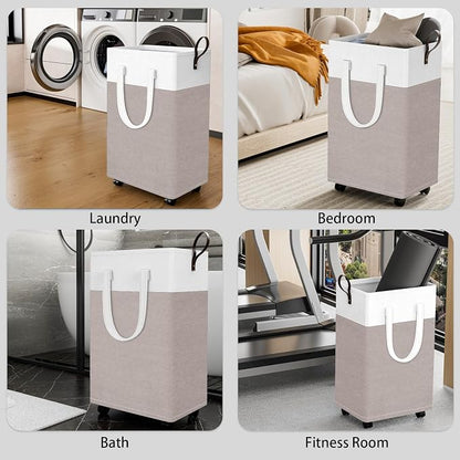 HomeHacks Laundry Basket with Wheels, Rolling Laundry Hamper, Collapsible & - Image 7