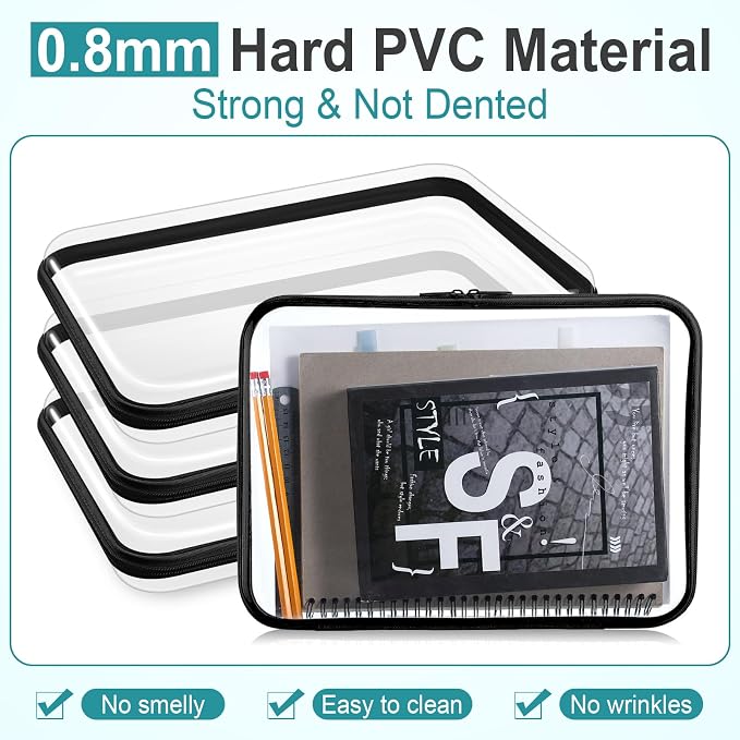 Sanwuta 6 Pcs Clear Hard Zipper Case Hard Plastic Zipper Pouches Transparent - Image 4