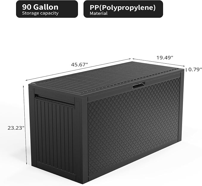 Vasitelan 90 Gallon Outdoor Storage Deck Box, Backyard Lockable Outside - Image 4