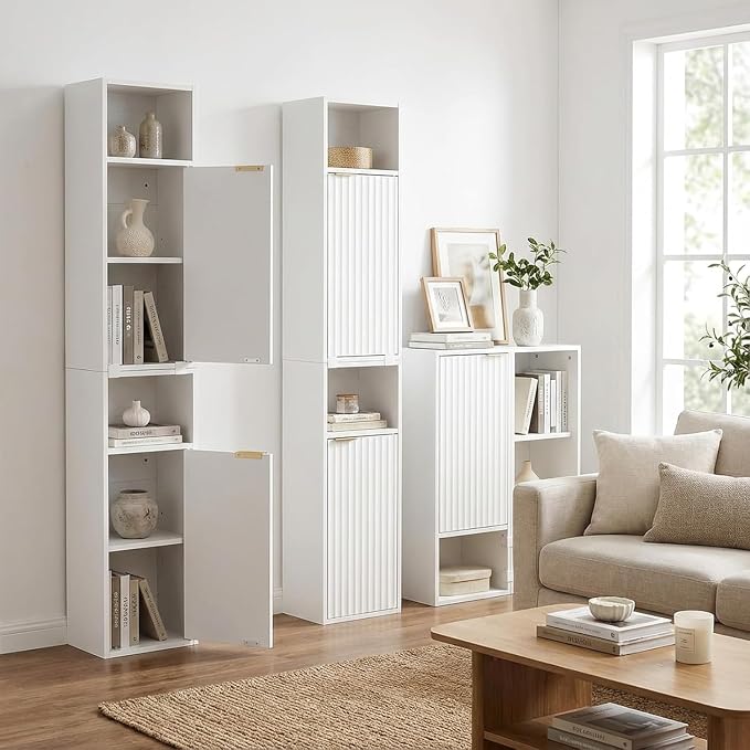 AKMAKM 59.1" Tall Slim Bathroom Storage Cabinet White | Freestanding or Wall - Image 6