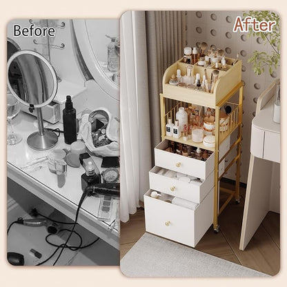 Makeup Organizer Cart with Drawers, Floor Skincare Organizers Make Up - Image 6