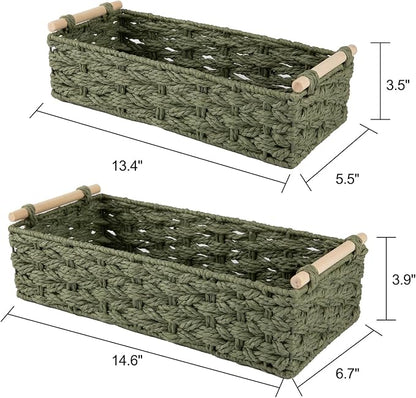 OIAHOMY Toilet Paper Baskets Handmade Paper Rope Decorative Wicker Storage Tank - Image 3