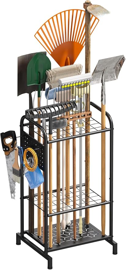 viewcare Garden Tool Organizer, Garden Tool Rack and Storage, Heavy Duty Steel by VIEWCARE