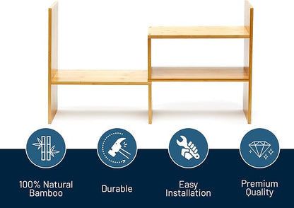 RoyalHouse Natural Bamboo Desktop Organizer, Attractive Design, Stand Shelf - Image 2