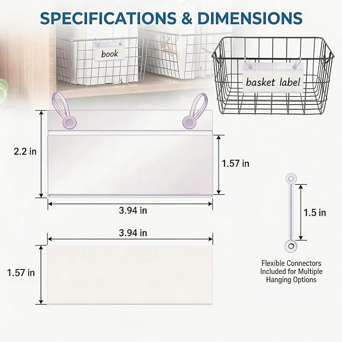 ELEMGULY Basket Label Holders, Wire Shelf Label Holder Wire Rack Display Holder - Image 2