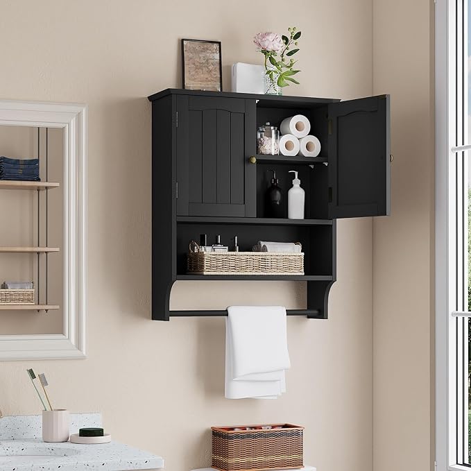 Smuxee Black Bathroom Cabinet Wall Mounted - Image 8