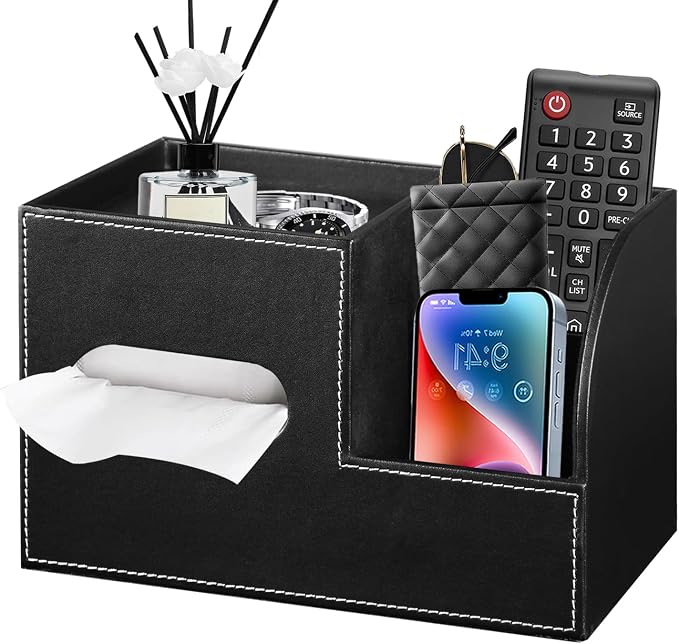 Leather Square Tissue Box Cover by PUSU
