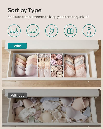 SONGMICS Drawer Organizers, Dresser Divider Organizers, Foldable Fabric Storage - Image 3