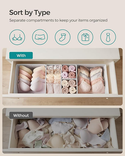 SONGMICS Drawer Organizer, Dresser Drawer Organizers, Foldable Fabric Storage - Image 3