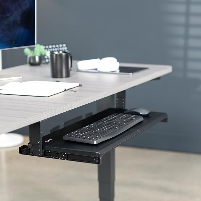 VIVO Large Height Adjustable Under Desk Keyboard Tray, 27 x 11 inch Slide-Out - Image 2