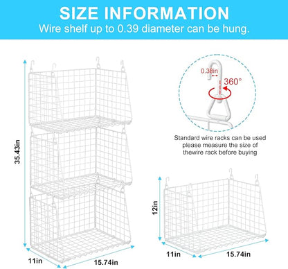 3-Pack Large Hanging Laundry Basket: Wire shelves - Image 6