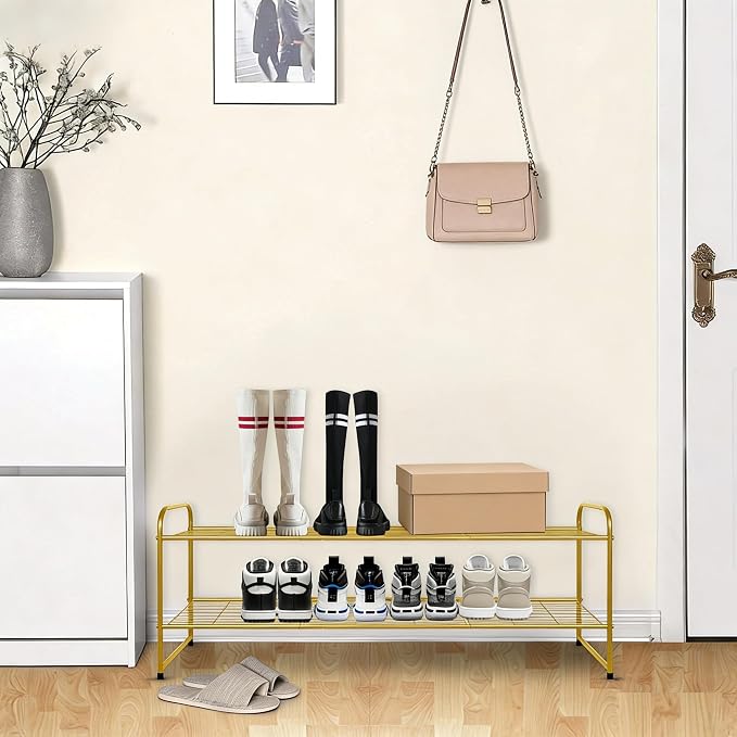KEETDY 2-Tier Long Shoe Rack for Closet Metal Shoe Organizer for Entryway - Image 2