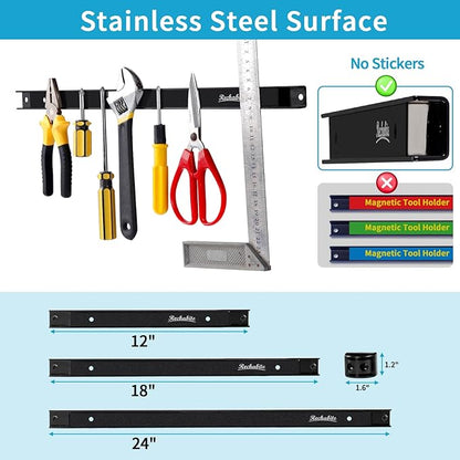 4 Pieces 12" Magnetic Tool Holder Strip, Metal Tool Organizer Rack - Image 4