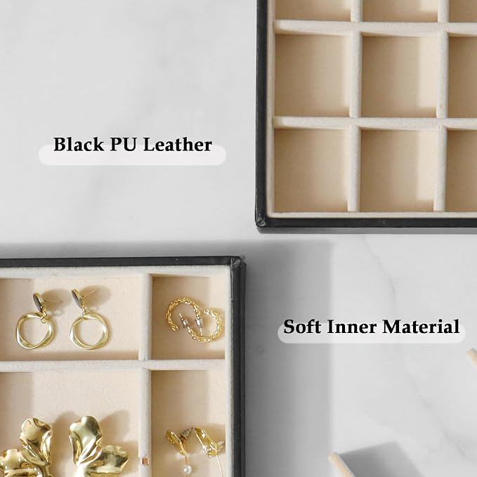 Large Jewelry Organizer Tray 2 Pack, Stackable Jewelry Storage Holder - Image 5